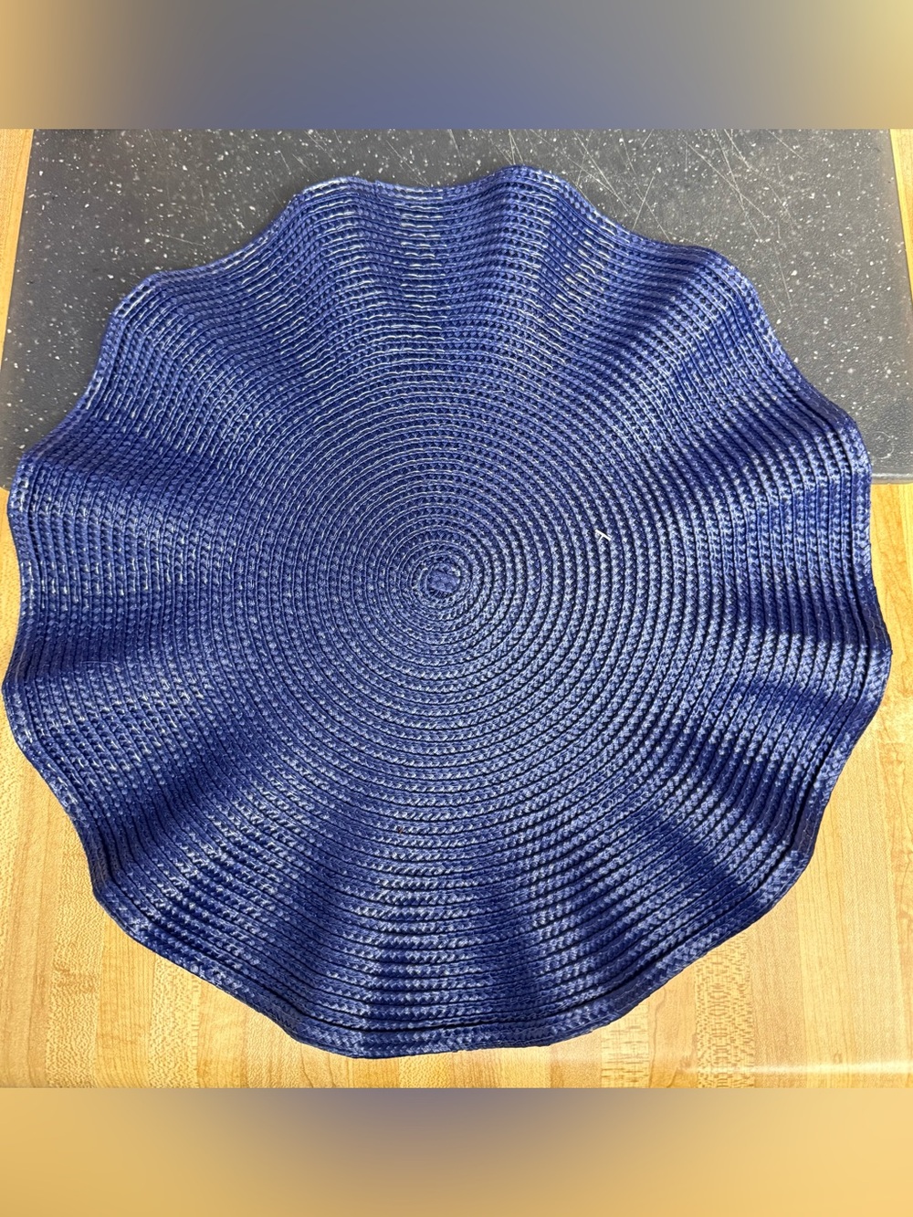 Set of 6 Decorative Round Ruffled Blue Placemats- NWT